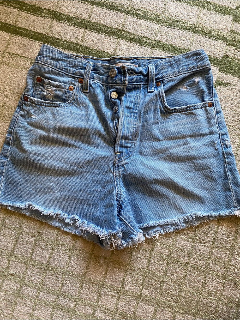Levi's Light Blue Distressed Denim Cutoff Shorts